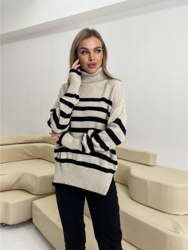 Sweater with stripes CLAUS Beige-black