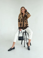 Knitted sweater Litera Camel-Black