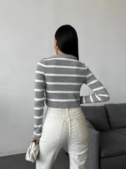 Top ribbed stripe Rotterdam Gray - white