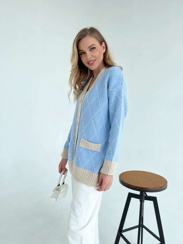 Knitted sweater Kulya Blue-beige