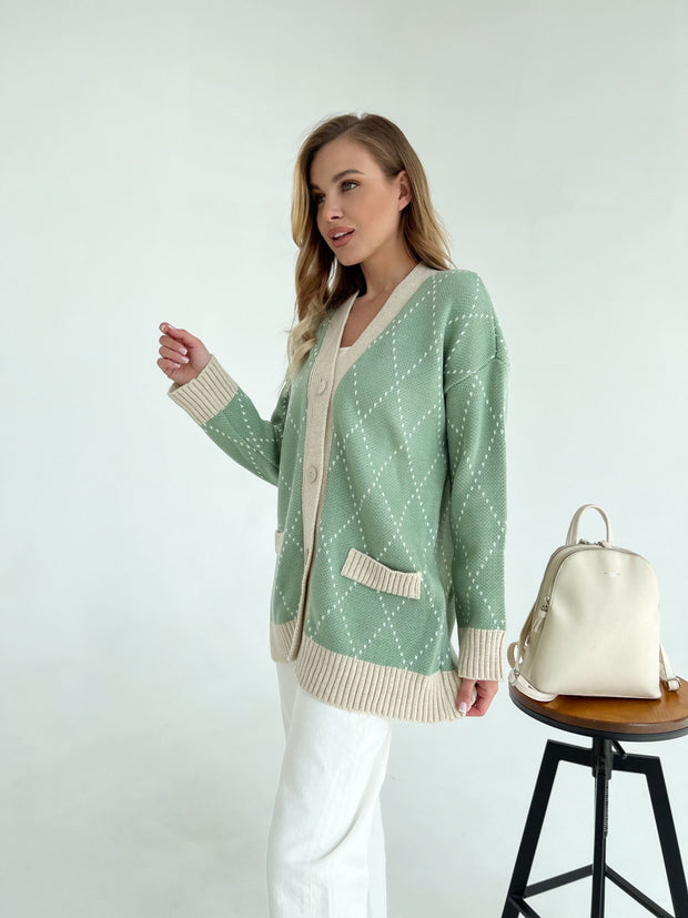 Knitted jacket Kulya Olive-beige