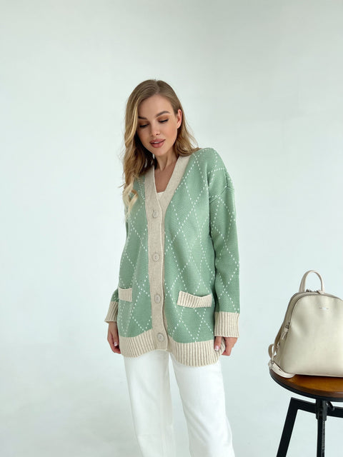 Knitted jacket Kulya Olive-beige