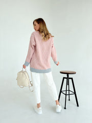 Knitted sweater Kulya Pink-gray