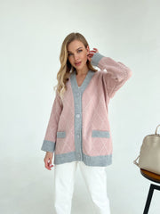 Knitted sweater Kulya Pink-gray