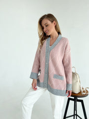 Knitted sweater Kulya Pink-gray