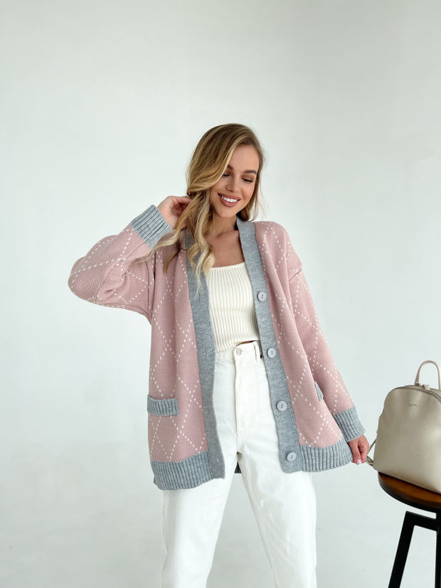 Knitted sweater Kulya Pink-gray