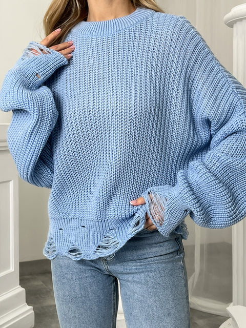 Dorian Blue Hole Sweater